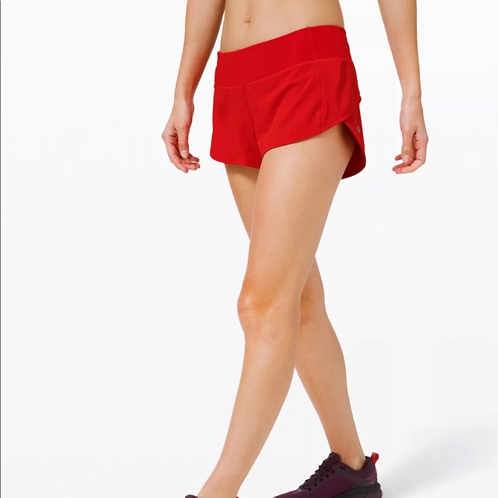 Red LuluLemon Speed Up Running Shorts